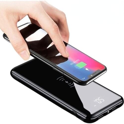 Portable Power Bank 30000mAh Wireless External Battery PoverBank 2USB LED Digital Display Wireless Charger Power Bank for Phone