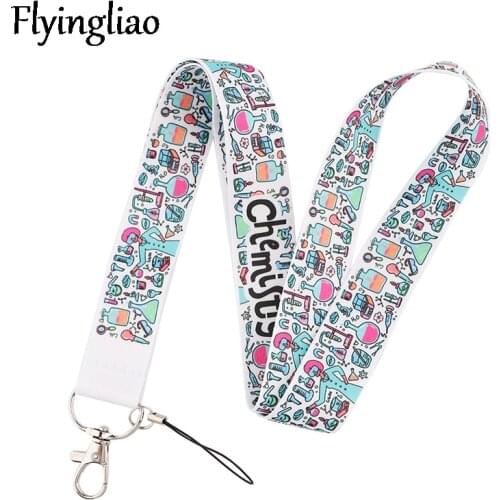 Chemistry Knowledge Experiment Tools Funny art Lanyard Neck Key Strap for Phone Keys ID Card Cartoon webbings ribbons