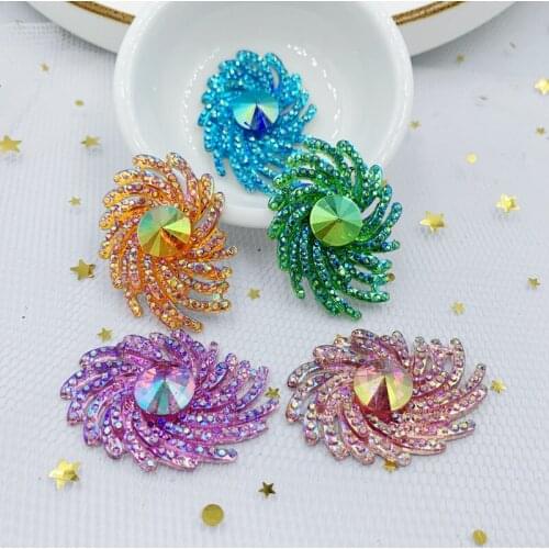 31*42mm AB Resin Flower Rhinestone Flatback Wedding decoration Buttons craft DIY Beads made Jewelry accessories -21E36