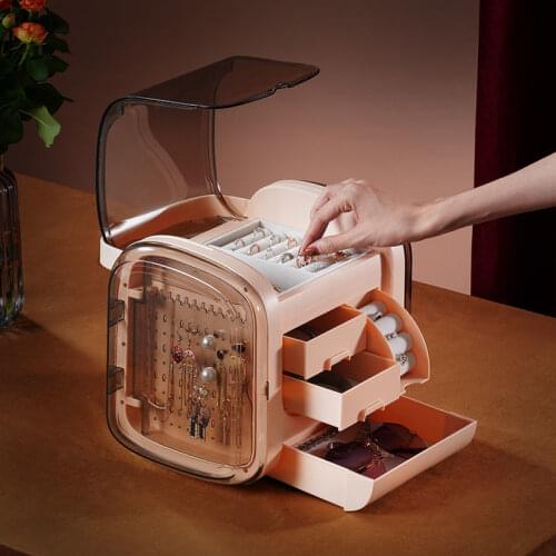 Dustproof Jewelry Box, Multi-function Multi-layer Earrings, Stud Earrings, Rings, Necklaces, Bracelets, Watches, Storage Boxes