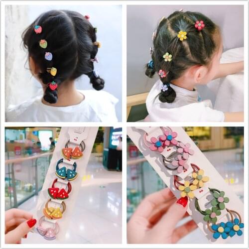 2020 New Cute Flower Fruit Cartoon Scrunchie Children Girls Kids Elastic Hair Rubber Bands Headwear Tie Hair Rope Accessories