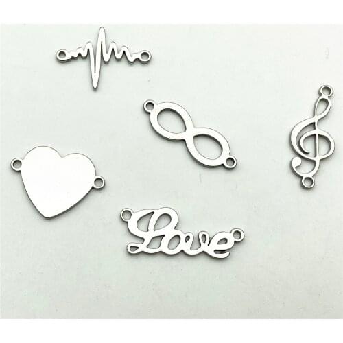 Music Lover Charm Musicnote Heartbeat Connector 10pcs Stainless Steel Fit Bracelet Connectors Jewelry Handmade Diy Jewelry Make