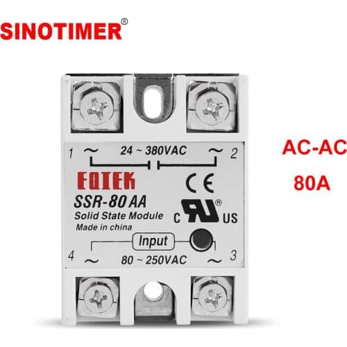 80A AC-AC 80-250VAC TO 24-380VAC White Shell Industrial Single Phase Solid State Relay SSR