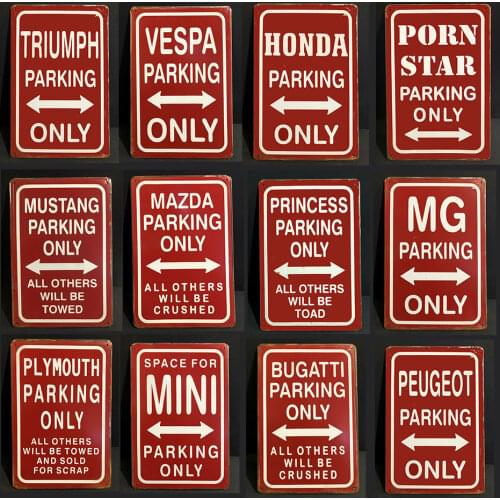 Car Parking Only Tin Sign Vintage Red Design Parking Retro Metal Sign for Garage Workshop Man Cave Pub Wall Art Decor Plaque