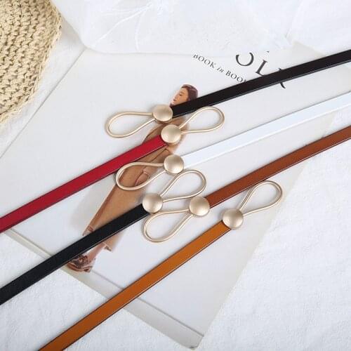 Thin Real Leather Women Belt Korean Casual Ladies Knot Belts for Dresses Camel Self Tie Strap Accessories Belts for Women