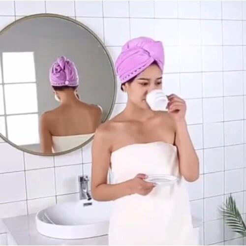 Female Hair Drying Hat Quick-dry Hair Towel Cap Hat Bath Hat Microfiber Solid Towel Cap Super Absorption Turban Hair Dry Cap