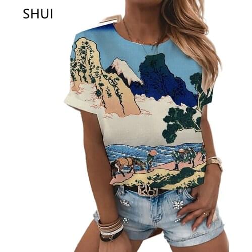 2021 SUMMER WOMAN CLOTHES Pattern Print T-Shirt Fashion O-Neck Short Sleeve Pullover Tops Ladies 2XL Sexy Streetwear Vintage