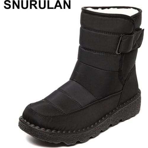 SNURULAN Women Boots 2021 New Winter Boots With Platform Shoes Snow Botas De Mujer Waterproof Low Heels Ankle Boots Female Women