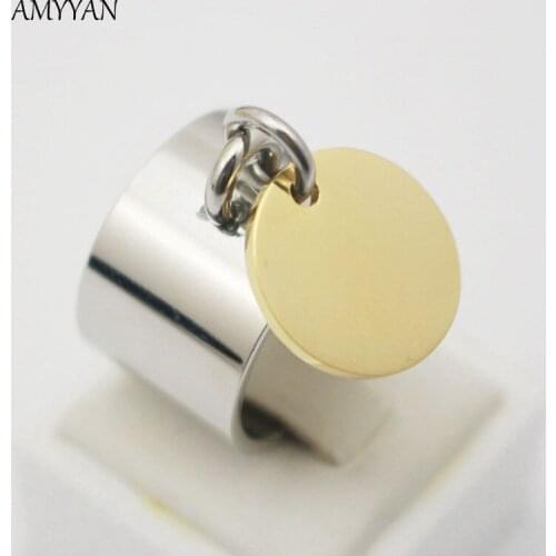 Disc Pendant Knuckle Ring 316L stainless steel Women Party Mid Finger Ring Engrave Name Words Logo on it