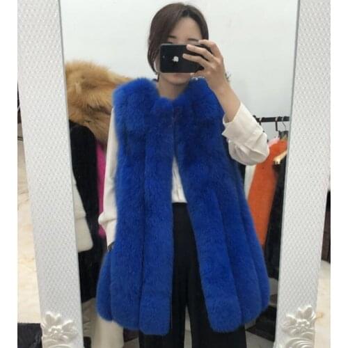 2018 fox fur vest Korean version round long vest outwear