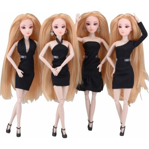 1 PC Handmade Doll Clothes For 1/6 Doll Fashion Design Black Outfit Dress Children DIY Dress Up Toys Accessories