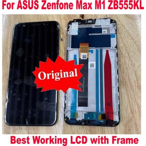 100% Original LCD Display Screen Touch Panel Digitizer Assembly Sensor with Frame For ASUS Zenfone Max M1 ZB555KL Phone Pantalla