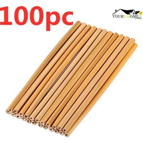100Pc/Set 20cm Bamboo Straw Reusable Drinking Straws For Party Birthday Wedding Bar Tool Barware