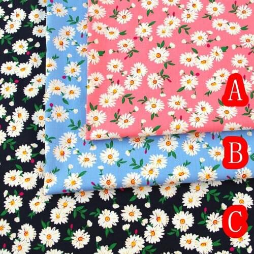 140cmx50cm Cotton Poplin Fabric for Cloth, Bedding, Patchwork - Small flowers and leave (80g)