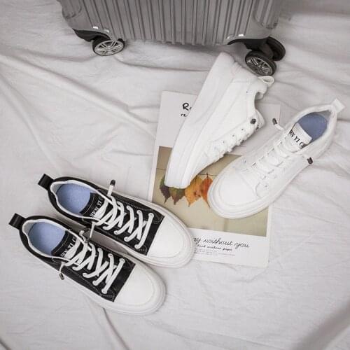2021 Summer Small White Shoes Casual Board Shoes New Platform Shoes Lace-up High Top Shoes Canvas Shoes Flat Shoes Women 35-40
