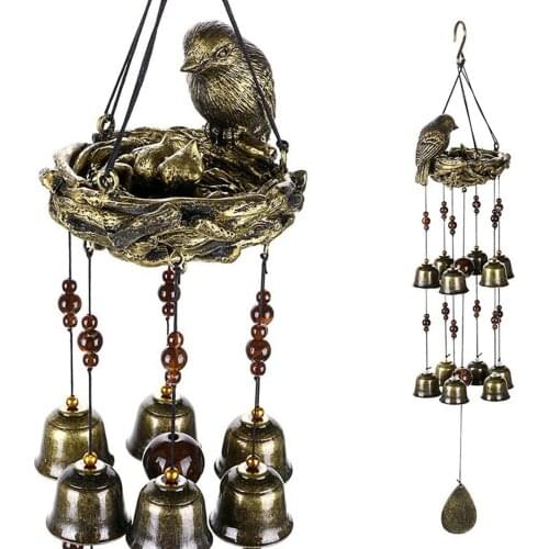 40# 12 Bells Bird Wind Chimes Yard Garden Decor Outdoor Suncatchers Patio Vintage Pendants Art Hanging Décoration De Jardin