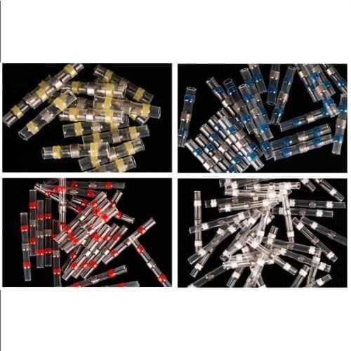 50PCS heat shrinkable terminal solder splice connector Waterproof hot melt dahesive heat shrinkable tubing Docking terminal