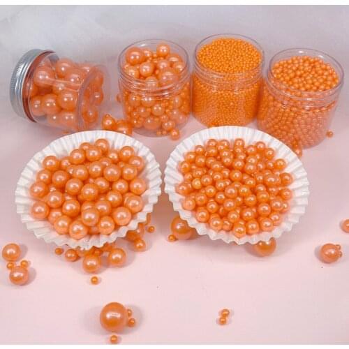 500g Edible Orange Bead Pearl Sugar Ball Fondant DIY Cake Baking Sprinkles Ball Wedding Colorful Sugar Pearl Cake Decoration