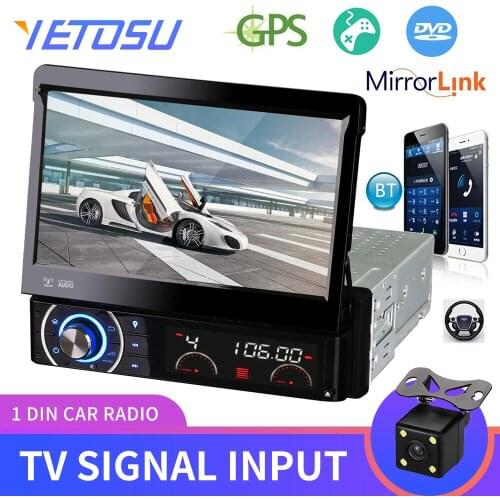 Yetosu 1 din 7" Universal Car Radio GPS Navigation Bluetooth Rear View Camera Auto radio Video Player MP5 Stereo Audio FM USB SD