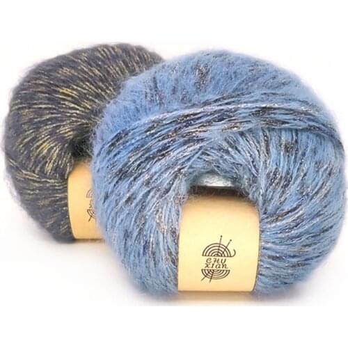 Free shipping 50g/Ball Mohair Wool Bright Silk Yarn For Hand Knitting Scarf Shawl Sweater Hat