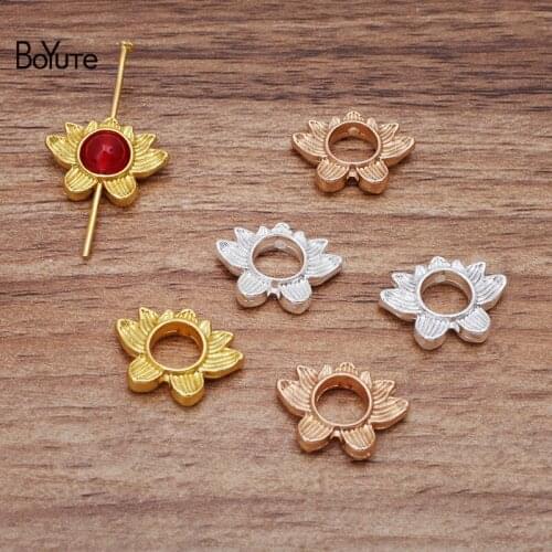 BoYuTe (100 Pieces/Lot) Fit 6MM Beads Metal Alloy 13*18MM Lotus Materials DIY Hand Made Jewelry Accessories Wholesale
