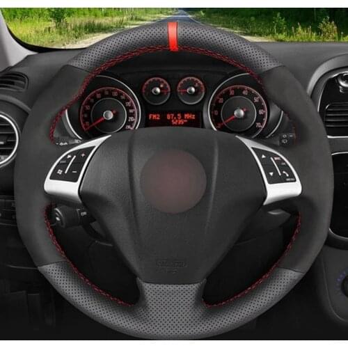 Car Steering Wheel Cover DIY Black Genuine Leather Suede For Fiat Punto Bravo Linea 2007-2019 Qubo Doblo 2008-2015 Grande Punto