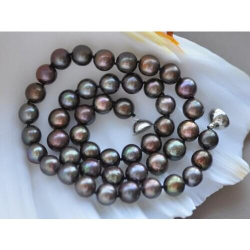 Z10430 50“ 10mm Black Round Freshwater Pearl Necklace Magnetic