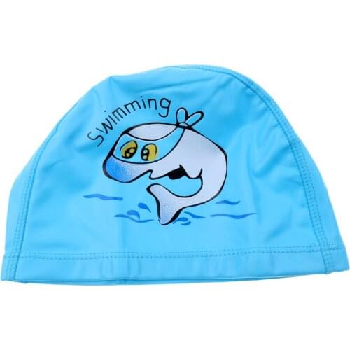 Kids Performance Bathing Hat Cartoon Dolphin Swim Cap, One-Size Stretch Fit