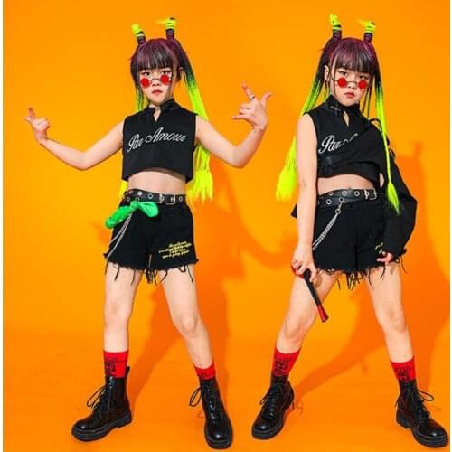 Kids Concert Hip Hop dancing Outfits Street wear Vest Shorts For Singers Girls Performance Show Jazz Dancing Costumes Clothing