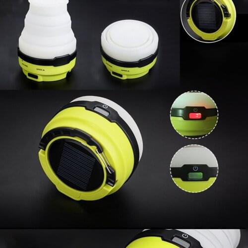 Travel LED Camping Lamp Lantern Solar Flashlight Folding Outages Emergency Lights for Outdoor Garage Night Hiking Patio Porch