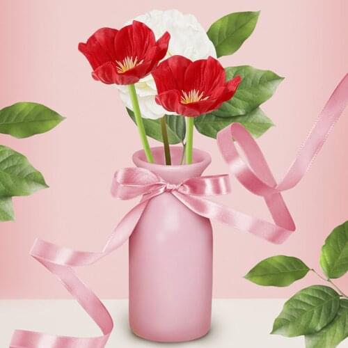 Artificial Poppy Flower PU leather DIY Fake Flowers For photo props garden living room Home Wedding party bouquet Decoration