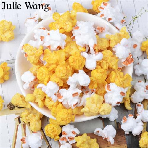 Julie Wang 10PCS Resin Popcorn Charms Artificial Food Jewelry Making Accessory Table Decoration Props