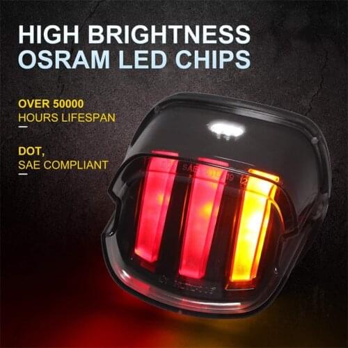 1Pcs Smoked Lay Down Led Tail Light With License Plate Light For Harley Sportster 1200 Dyna Lowrider Fat Boy Road King