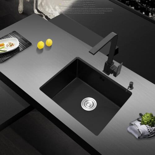 Black Kitchen Sink Under Mount 304 Stainless Steel Single Sink Kitchen Vegetable Washing Basin Black Sink 60x40cm