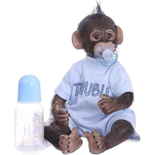090B 15.8 inch 40 cm Reborn Baby Dolls Lovely Monkey Doll Soft Silicone Cotton Body Comfortable Mohair Realistic Toys