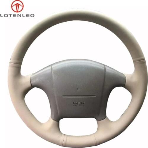 LQTENLEO Beige Artificial Leather Hand-stitched Car Steering Wheel Cover For Hyundai Sonata 1999 2000 2001 2002 2003 2004 2005