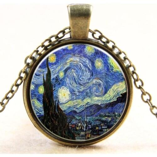 Fashion jewelry van gogh 's The Starry Night necklaces pendants Vintage elegant Cute fashion jewelry lovely necklace pendant