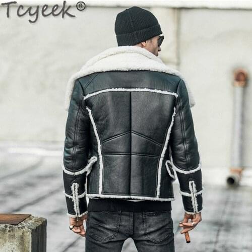Natural 200% Shearling Jacket Men Clothes Streetwear Real Fur Coat Man Moto Biker Slim Genuine Leather Jackets 884466