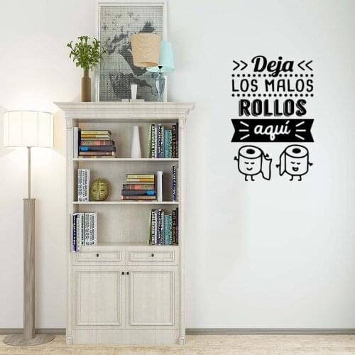 Spanish Quote Wall Stickers Deja Los Malos Rollos Wall Decal For Office Room Living room Vinyl Wallpaper Mural ru4088