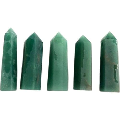 Natural Aventurine Quartz crystal column Hexagonal Column Crystal Point Healing Wand Mineral Crystal Home Decoration