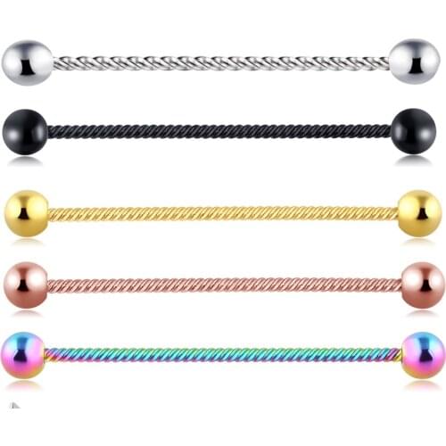 Industrial Scaffold Barbell Ear Piercing Bar Surgical Steel With BALLS or CONES