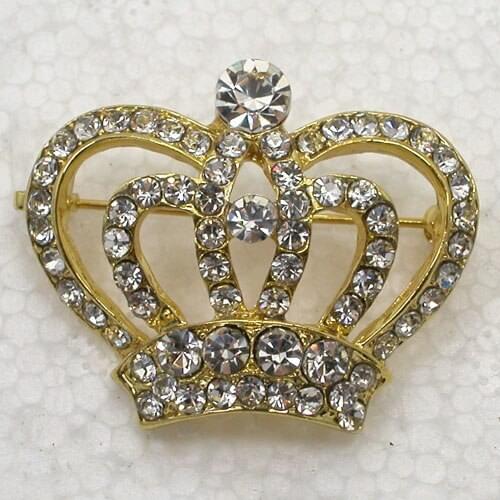 Clear Rhinestone Crown Pin brooches C405 A2