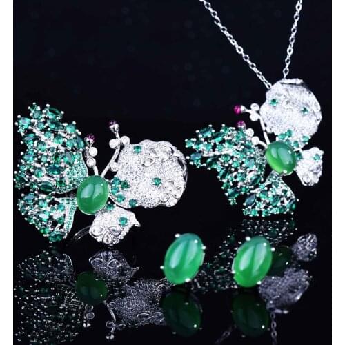 QTT 2021 New Fashion Retro Zircon Butterfly Earrings For Women Letters Exaggerated Earrings Emerald Jewelry Gifts