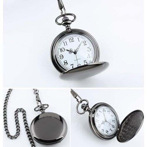 Retro Vintage Men Steampunk Smooth Surface Pendant Chain Classic Pocket Watch