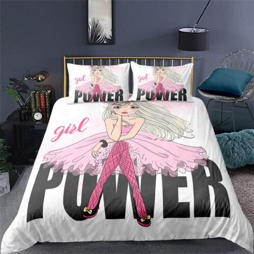 Luxury 3D Pink Girl Print Home Living Comfortable Duvet Cover Set Pillowcase Kids Bedding Set Queen and King EU/US/AU/UK Size
