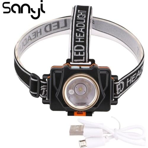 SANYI USB Rehargeable Headlight Headlamp 180 Degree Rotatable Head Portable Lantern for Camping Night Fishing Riding Outdoor
