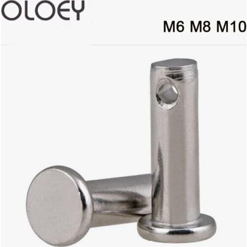 6pcs M10*80mm Clevis Pins with Head 304 Stainless Steel Pin Shaft Flat Head Cylindrical Pin Positioning Pin