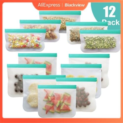 Silicone Food Bag Reusable Fresh-Keeping Bag Food Storage Bag Container Zipper Leak-Proof Top Fruit Bag Food Storage Ziplock Bag