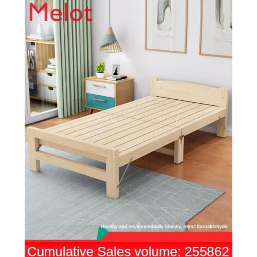 Foldable Bed Household Adult Simple and Economical Solid Wood Rental Room Children Small Bed Double Noon Break Bed