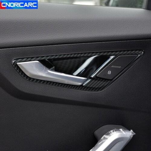 Car Styling Inner Door Bowl Frame Decoration Cover Trim For Audi Q2 2018-2021 Carbon Fiber Color Interior Accessories Modified
